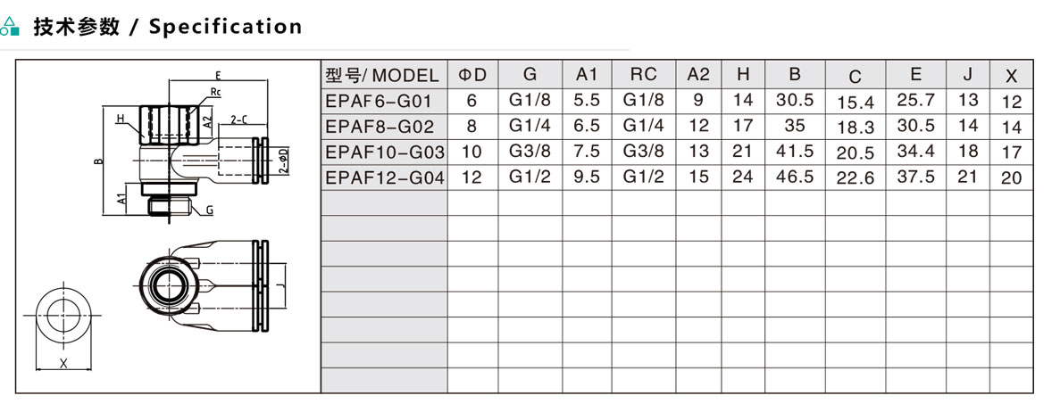 EPAF-GAPAF-G 雙頭分支串聯接頭