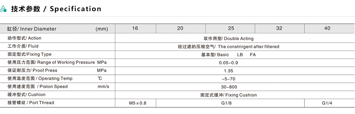 EMALD 鋁合金迷你氣缸（雙伸桿型）